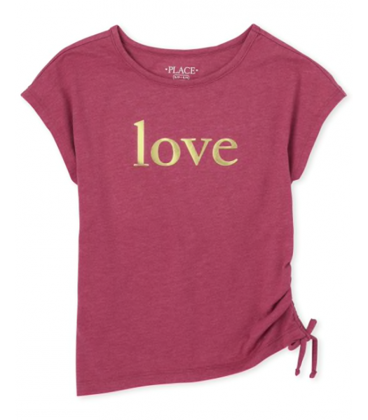 Childrens Place Rose Pink Love Side Tie Top